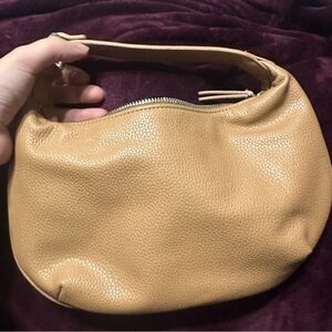 Mango Elegant Tan Leather Shoulder Bag